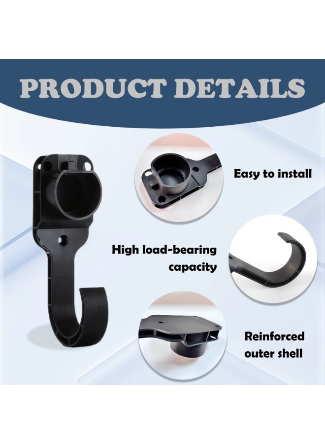 CHIYLE EV Charger Holder and Cable Organizer for Type 2, Wall Mount Charging Cable Bracket with Hook, Compatible with Tesla Model, Renault ZOE, Kona, ID.3, ID.4, and Most EU Type 2 Electric Vehicles - Image 2